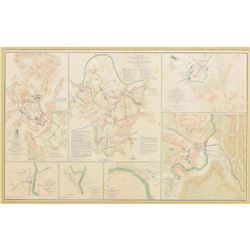 Framed Civil War Records Map, Nashville, More