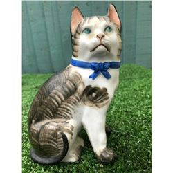 Superb 19thc English Victorian STAFFORDSHIRE Porcellaneous Cat Figure