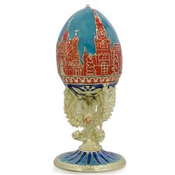 Moscow Kremlin on Double-Head Eagle Royal Inspired Russian Egg 4.25 Inches