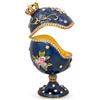 Image 3 : Royal Crown with Flowers Blue Enamel Inspired Russian Egg 4.5 Inches