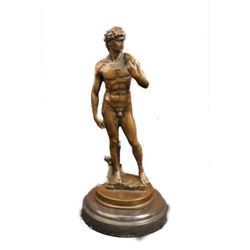 Masterpiece Renaissance of Nude David By Michelangelo Bronze Marble Sculpture NR