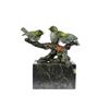 Image 1 : Colorful Finches 3 Birds Bronze Figurine Sculpture on Marble Base 8" x 8"