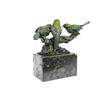 Image 3 : Colorful Finches 3 Birds Bronze Figurine Sculpture on Marble Base 8" x 8"