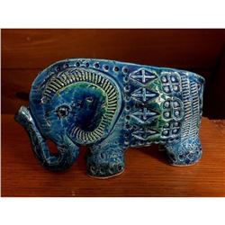 Mid Century Flavia Montelupo Italy Blue Elephant Figurine