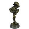 Image 11 : Nude Girl w/ Dress Blowing in Wind Bronze Sculpture 15" x 7"