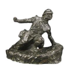 C1918 Wwi Signed Bronze Sculpture