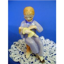 Vintage Early 20thc Hungarian DRASCHE Porcelain Figurine, Girl With Doll