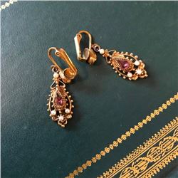 Edwardian Gilt Metal Paste Pearl Earrings