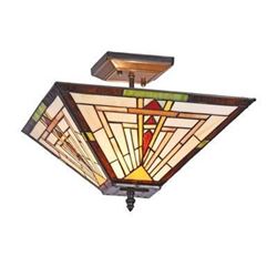 Mission 2 Light Blackish Bronze Semi-flush Ceiling Fixture 14" Wide