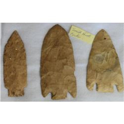 3 Large Arrowhead Spear Points