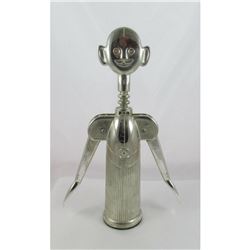 Vintage Silver Plate Figural Sommelier Wine Bottle Corkscrew