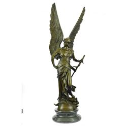 Bronze Statue Sculpture of Greek Goddess Athena as Warrior w/ Sword 37" x 13"