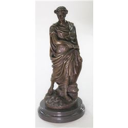 Bronze Metal Statue Sculpture of Julius or Augustus Caesar 17" x 7.5"