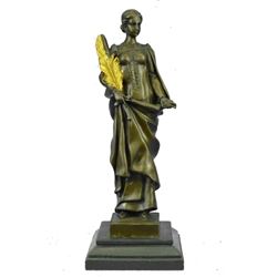 Bronze Sculpture of NIKE VICTORIA Goddess of Victory w/ Palm Branch & Sword 14" x 4.5"