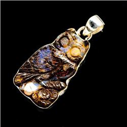 Carved Boulder Opal & Sterling Owl Pendant