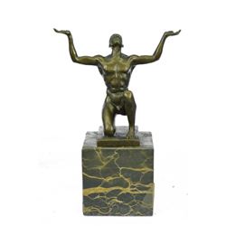 ATLAS Vienna Bronze Sculpture of Muscular Nude Male 7" x 5"
