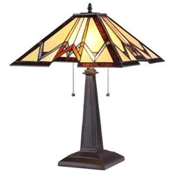 Tiffany-style 2 Light Mission Table Lamp 16" Shade