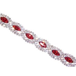 Red Ruby Marquise And Round Rhinestone Crystal Bracelet