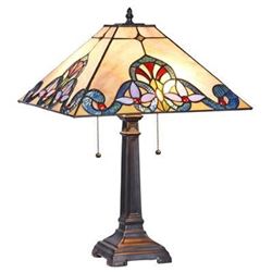 Tiffany-style Victorian 2 Light Table Lamp 16" Wide