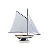 Image 1 : Wooden Bermuda Sloop Dark Blue - White Sails Model Sailboat Decoration 17"