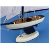 Image 4 : Wooden Bermuda Sloop Dark Blue - White Sails Model Sailboat Decoration 17"