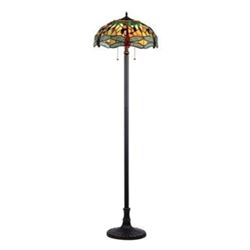 Tiffany-style Dragonfly 2 Light Floor Lamp 18" Shade