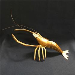 Large Vintage Brass Shrimp Prawn Natuical Decoration