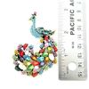 Image 4 : Teal Blue Rhinestone Peacock Brooch