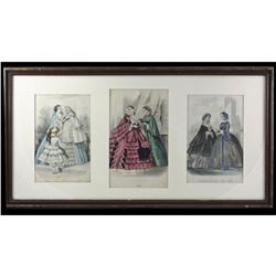 19thc Hand-colored Ladies Fashion Plates