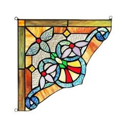 Victorian Tiffany-glass Window Panel 10" Wide