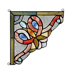 VICTORIE Victorian Tiffany-glass Window Panel 8" Wide
