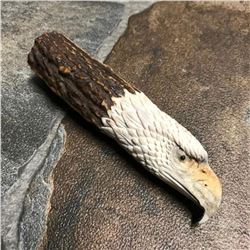 Hand-carved Shed Deer Antler, Patriotic Eagle Cane Dagger Handle