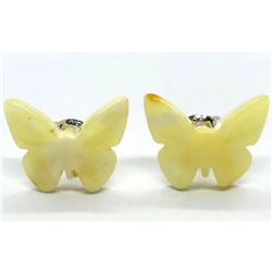 Natual Baltic Egg Yolk Amber Butterfly Earrings