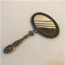Vintage Ornate Silver Metal Dresser Hand Mirror