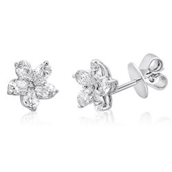 18k White Gold 1.06CTW Diamond Earrings, (SI1-SI2/G-H)