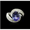 Image 1 : 14KT White Gold 3.90 ctw Tanzanite and Diamond Ring
