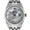 Rolex Mens Stainless Steel Mother Of Pearl Diamond Lugs 36MM Datejust Wristwatch