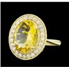 Image 1 : 4.22 ctw Citrine Quartz  and Diamond Ring - 14KT Yellow  Gold