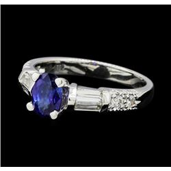 1.00 ctw Sapphire and Diamond Ring - 18KT White Gold