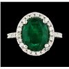 Image 2 : 3.94 ctw Emerald and Diamond Ring - 14KT White Gold