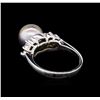 Image 3 : 0.33 ctw Pearl and Diamond Ring - 14KT White Gold