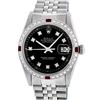 Image 1 : Rolex Mens Stainless Steel Black Diamond & Ruby Datejust Wristwatch