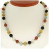 Image 1 : 14K Yellow Gold 24" Long Multi Colored 8.5mm Round Jade Bead Strand Necklace