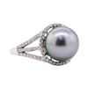0.53 ctw Pearl and Diamond Ring - 14KT White Gold