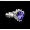 2.87 ctw Tanzanite and Diamond Ring - 14KT White Gold