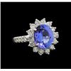3.37 ctw Tanzanite and Diamond Ring - 14KT White Gold