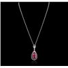 Image 2 : 14KT White Gold 3.70 ctw Tourmaline and Diamond Pendant With Chain