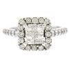 14k White Gold 1.25 ctw Invisible Princess & Round Diamond Halo Engagement Ring