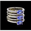 2.43 ctw Tanzanite and Diamond Ring - 14KT White Gold