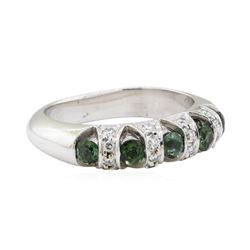 1.04 ctw Green Tourmaline and Diamond Ring - 14KT White Gold